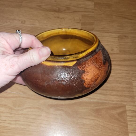 Vtg 70s Royal Hagar Earth Wrap Crackle Lava Glaze Pottery Planter Lot Of 2 Bowls - Picture 3 of 13